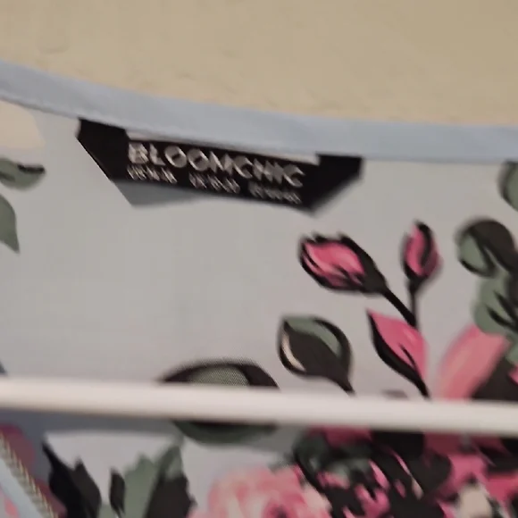 Floral Women's Top - Pink and Blue - Picture 3 of 3